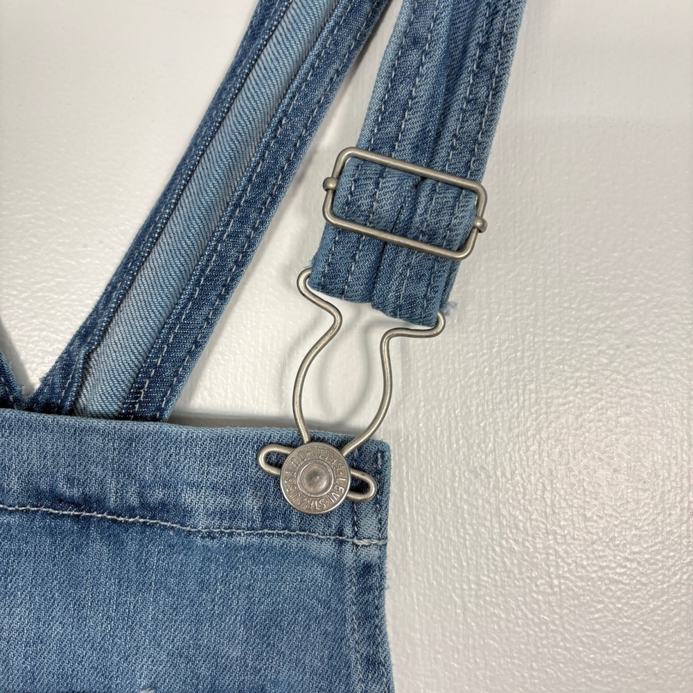 Levi's Women Shortalls 16W Light Blue Denim Stretch Bib Overalls Shorts - Picture 5 of 16